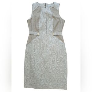 CALVIN KLEIN Size 8/10 Beige Mixed Media Animal Print Sheath Above Knee Easter